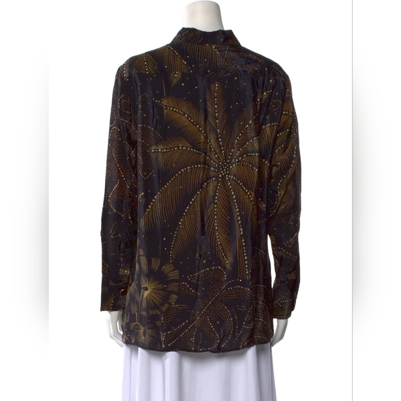 Farm Rio Black Golden Foliage Pajama Buttondown Shirt - Picture 4 of 8